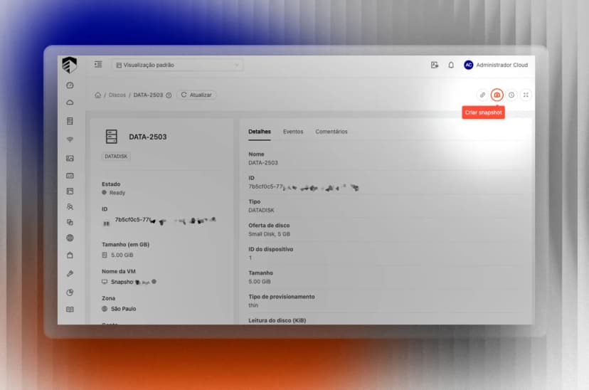 Screenshot de Snapshot sob demanda